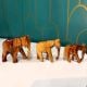 Handcrafted Wood Elephant Figurine Set